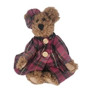 VTG 1997 Boyds Bear Betsey #913952 Plush Plaid Dress Bow Buttons Retired 6"